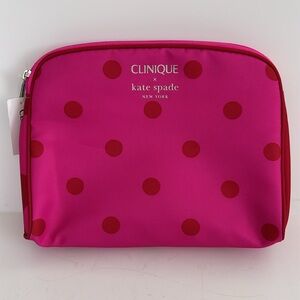 Clinique x Kate Spade LIMITED EDITION Pink Dotted Cosmetic Bag